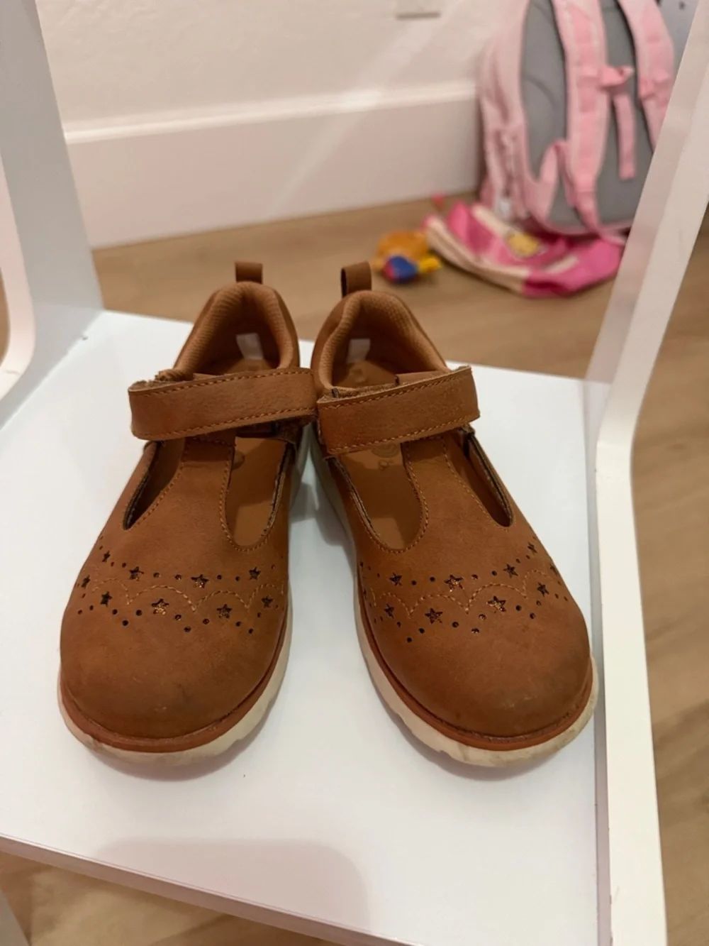 Stride Rite Brown T‑Strap Mary Jane Moccasins